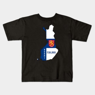 Finland flag & map Kids T-Shirt